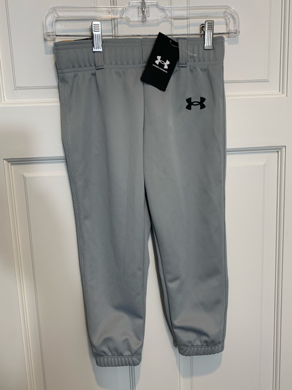 Under Armour Kids Light Gray Athletic Joggers with Black Logo